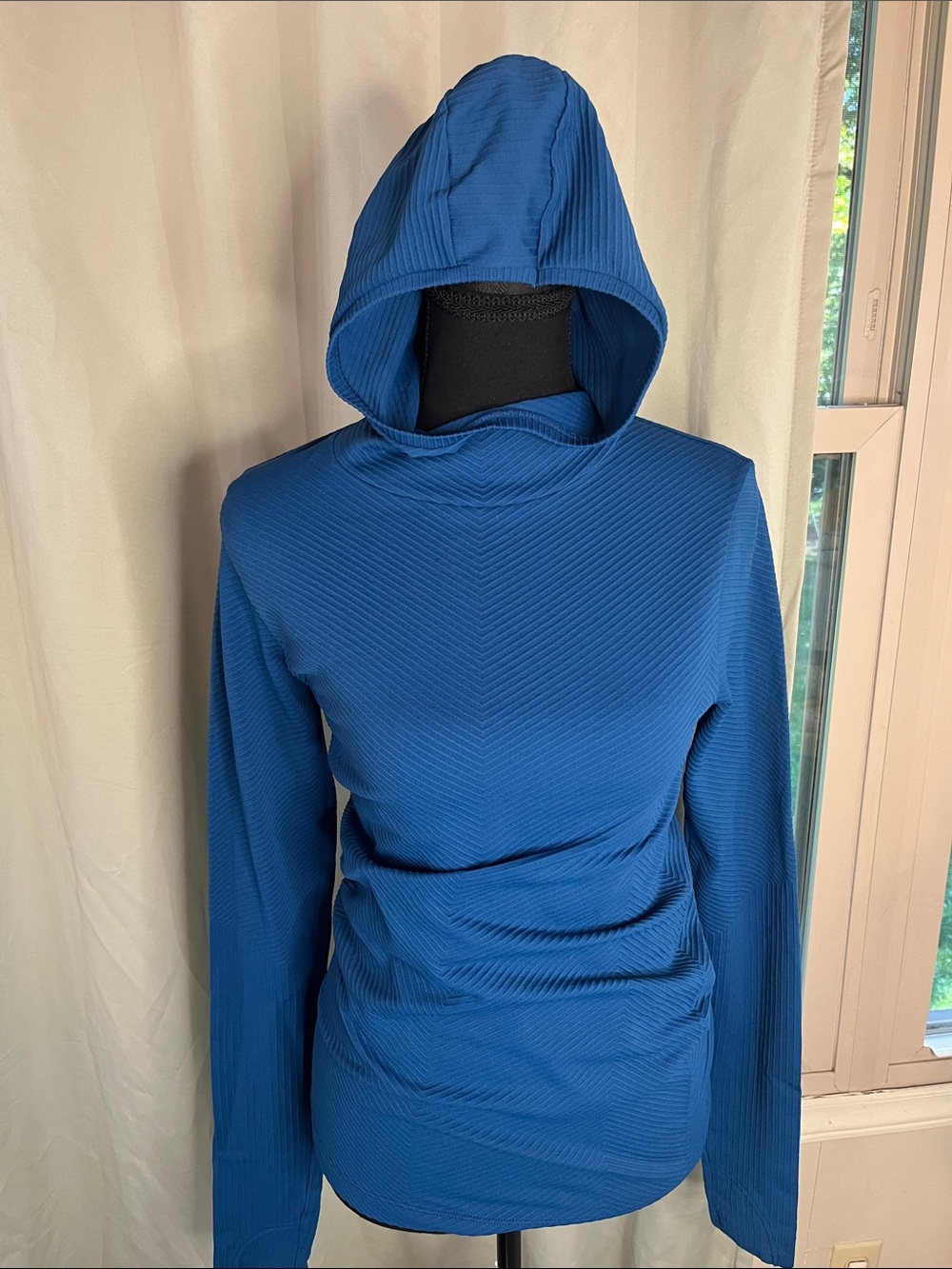 Athleta Essence Ribbed High Neck Hoodie Shirt small